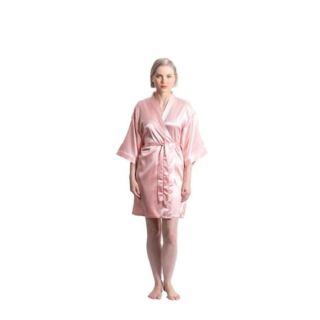 Towelsoft Satin Kimono Light Pink Short Robe for Women Small/ Medium SatinR-SM-pnk